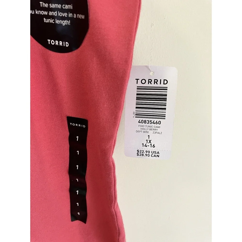 Torrid Size 1X Foxy Tunic Cami Camisole Top NWT Holly Berry Adj Straps - Picture 3 of 5